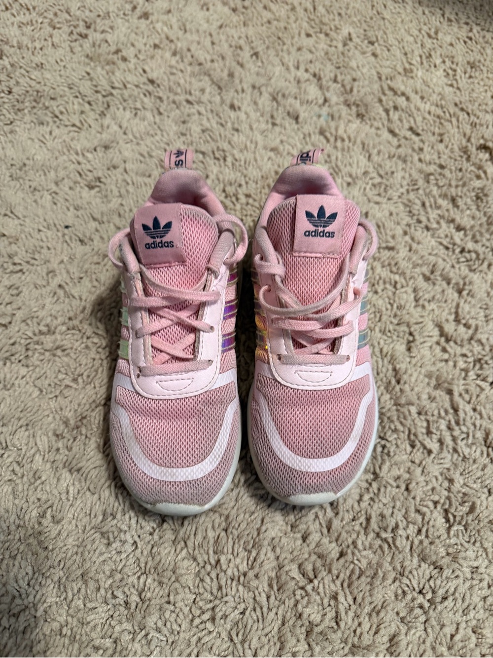 adidas Kids Pink Mesh Lace-Up Sneakers with Pastel Accents